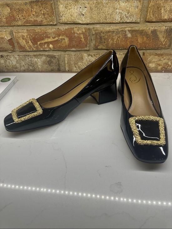 Sam Edelman Shoes - Sam Edelman Black Patent Heels with Gold Buckle